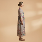 Women's V-Neck Summer Dress - Floral Pattern Full Sleeve Maxi style