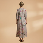 Women's V-Neck Summer Dress - Floral Pattern Full Sleeve Maxi style