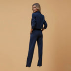 Women’s Blazer Suit Set - Long Sleeves and Wide Leg Trouser