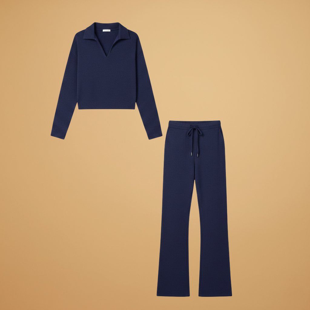 Women’s Casual Two-Piece Set with Wide-Leg Trousers - Casual Loungewear