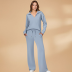 Women’s Casual Two-Piece Set with Wide-Leg Trousers - Casual Loungewear