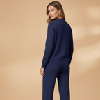 Women’s Casual Two-Piece Set with Wide-Leg Trousers - Casual Loungewear
