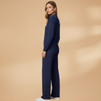Women’s Casual Two-Piece Set with Wide-Leg Trousers - Casual Loungewear