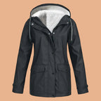 Women’s Hooded Waterproof Rain Jacket with Fur hood, Windbreaker Parka