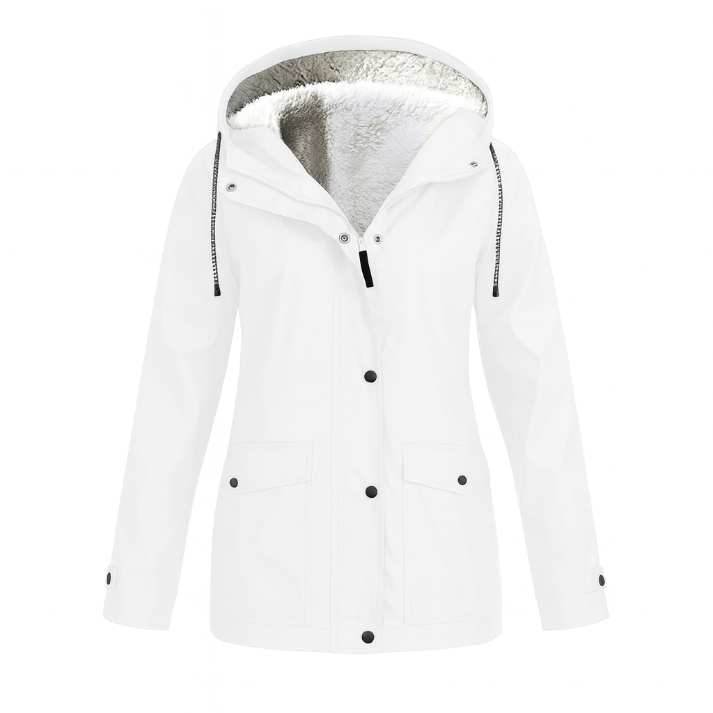 Women’s Hooded Waterproof Rain Jacket with Fur hood, Windbreaker Parka