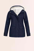 Women’s Hooded Waterproof Rain Jacket with Fur hood, Windbreaker Parka