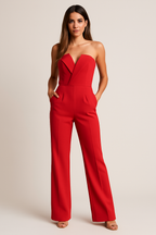 Women’s Wide Leg Jumpsuit – Summer V-Neck Sleeveless Evening Outfit