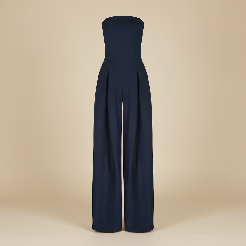 Women’s Casual Strapless Jumpsuit – Wide Leg One-Piece