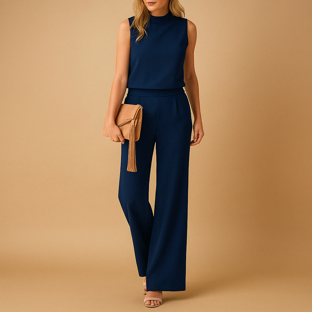Women’s Sleeveless Jumpsuit – Wide Leg Smart Casual Outfit