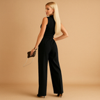 Women’s Wide Leg Jumpsuit – Sleeveless Wrap Front Design