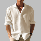 Men’s Button-Up Summer Shirt - Loose Long Sleeve Collar Style