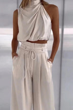 Women’s Two-Piece Summer Set – Sleeveless Top & Wide Leg Pants