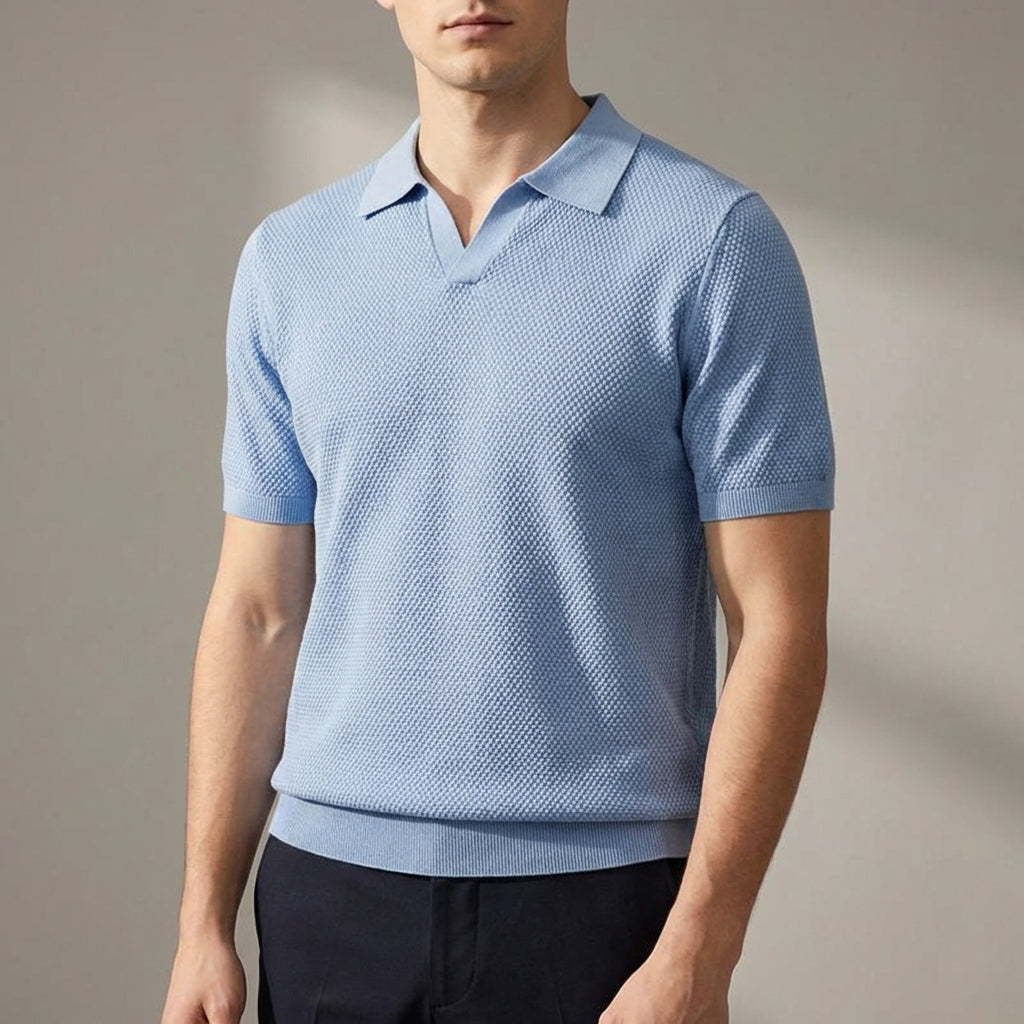 Men’s Polo Shirt – Textured Knit Regular Fit Short Sleeve