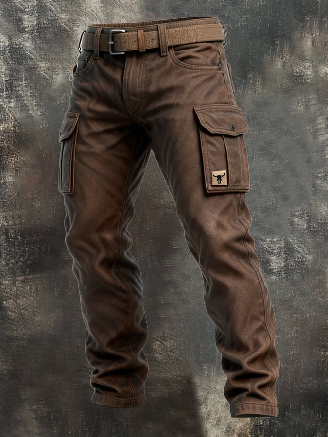 Men's Hiking Cargo Pants - Relaxed Fit With Belt and Multi-Pocket Design