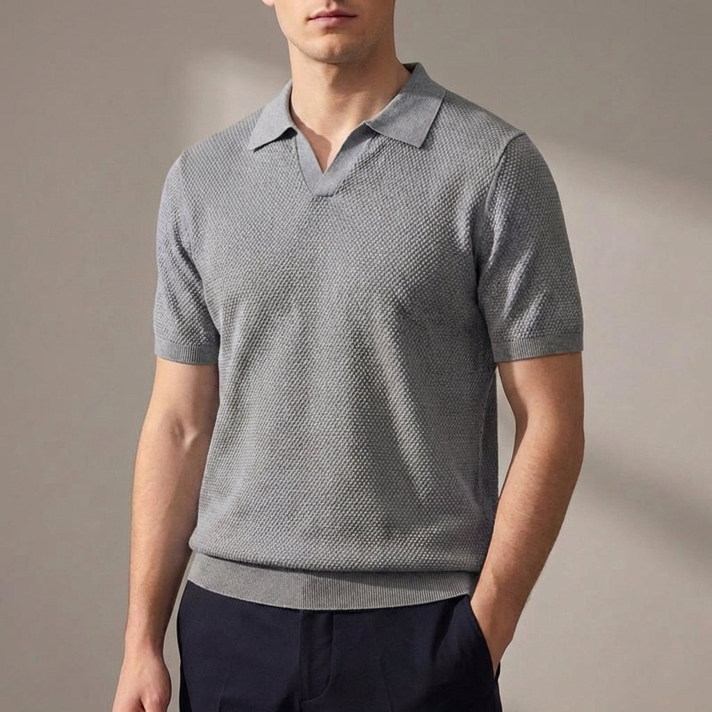 Men’s Polo Shirt – Textured Knit Regular Fit Short Sleeve