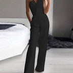 Women’s Wide Leg Jumpsuit – Strapless V-Neck One-Piece