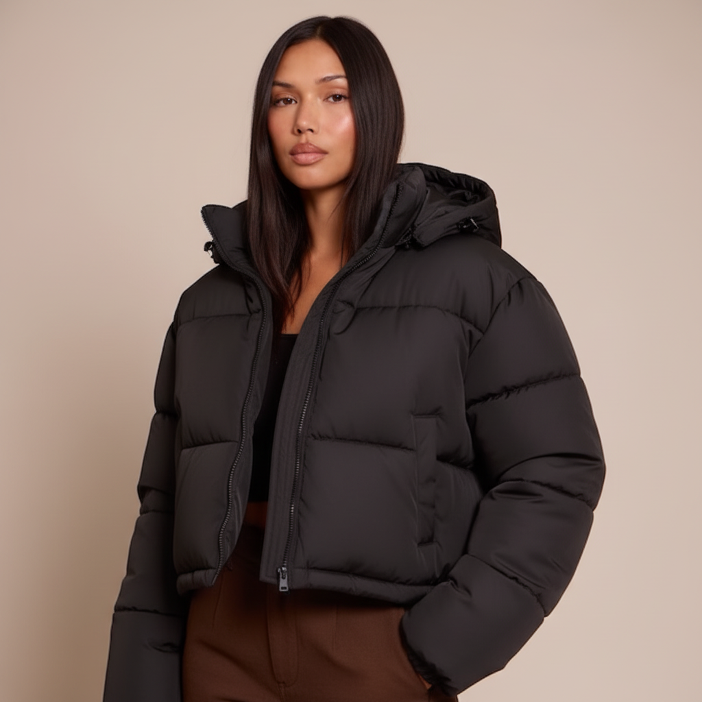 Women’s Quilted Hooded Puffer Jacket – Insulated Winter Coat