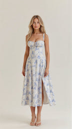 Women's Corset Midi Dress - Figure Flattering Sleeveless Style