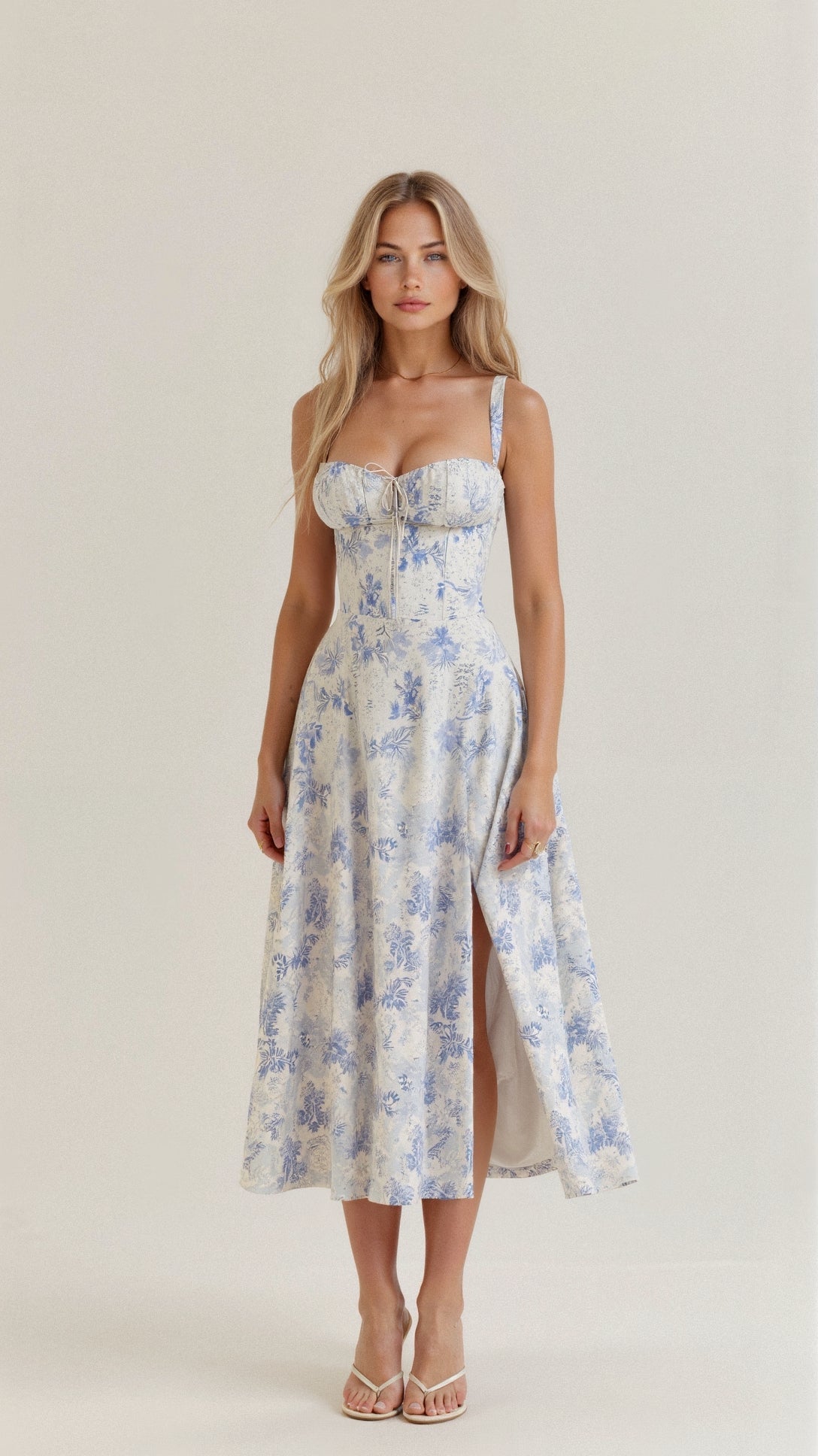 Women's Corset Midi Dress - Figure Flattering Sleeveless Style
