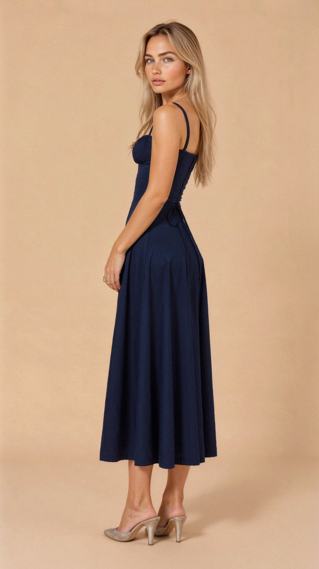 Women's Corset Midi Dress - Figure Flattering Sleeveless Style