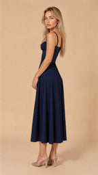 Women's Corset Midi Dress - Figure Flattering Sleeveless Style