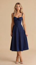 Women's Corset Midi Dress - Figure Flattering Sleeveless Style