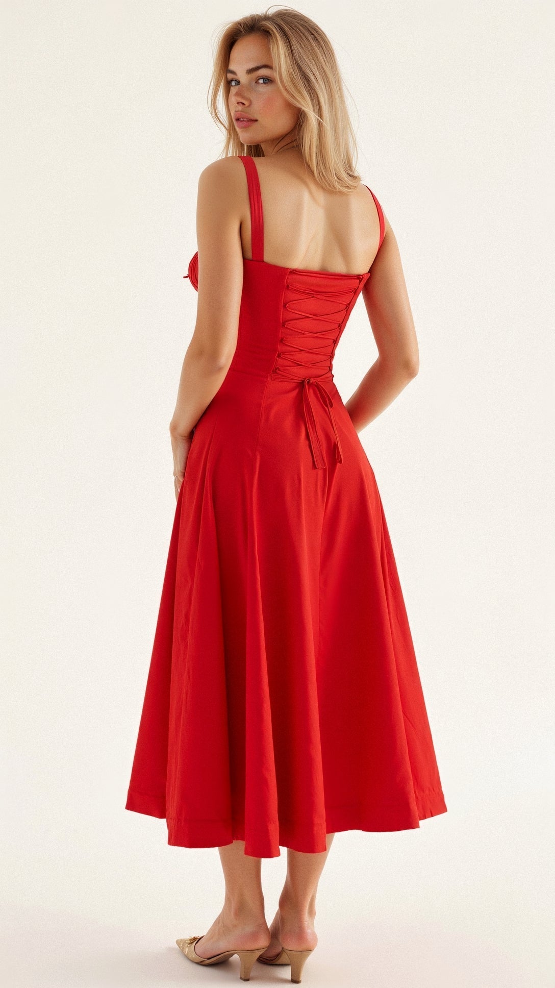 Women's Corset Midi Dress - Figure Flattering Sleeveless Style