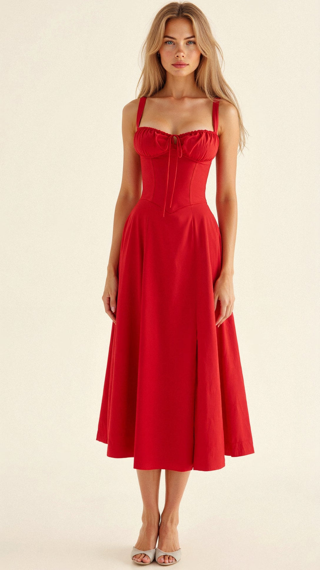 Women's Corset Midi Dress - Figure Flattering Sleeveless Style