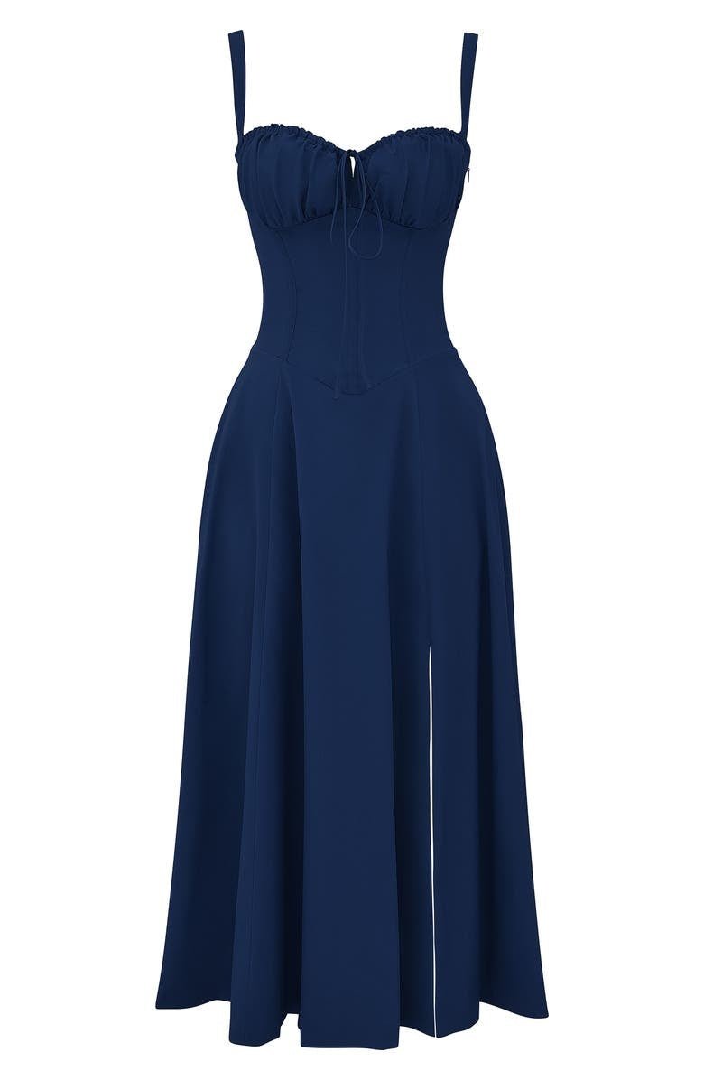 Women's Corset Midi Dress - Figure Flattering Sleeveless Style