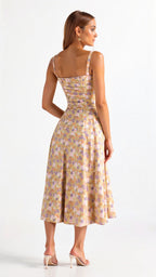 Women's Corset Midi Dress - Figure Flattering Sleeveless Style