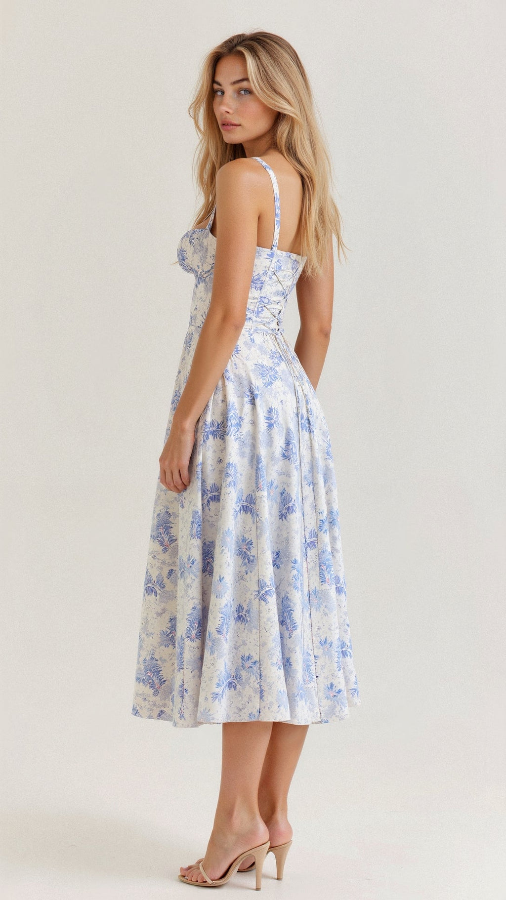 Women's Corset Midi Dress - Figure Flattering Sleeveless Style