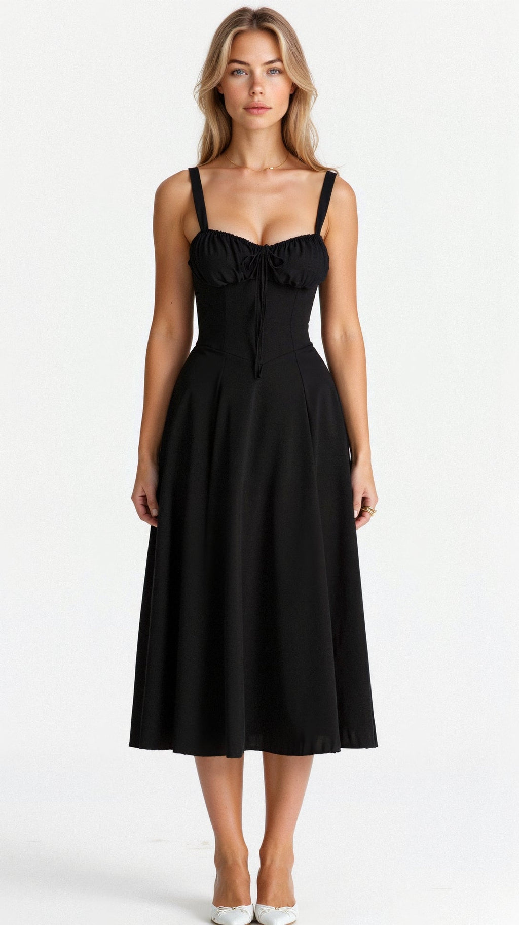 Women's Corset Midi Dress - Figure Flattering Sleeveless Style