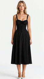 Women's Corset Midi Dress - Figure Flattering Sleeveless Style