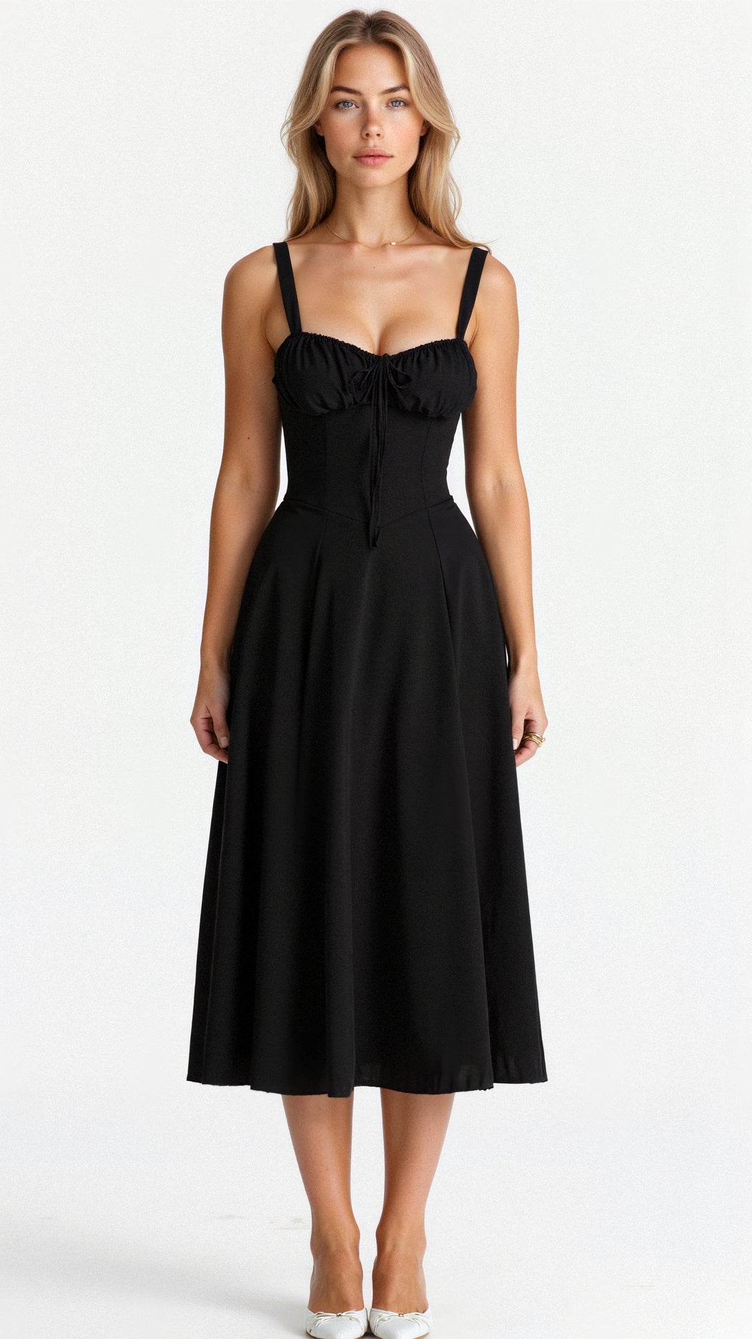Women's Corset Midi Dress - Figure Flattering Sleeveless Style
