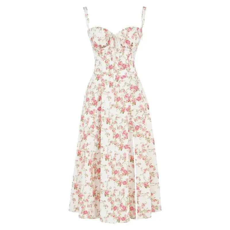 Women's Corset Midi Dress - Figure Flattering Sleeveless Style