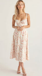 Women's Corset Midi Dress - Figure Flattering Sleeveless Style