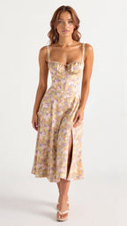Women's Corset Midi Dress - Figure Flattering Sleeveless Style