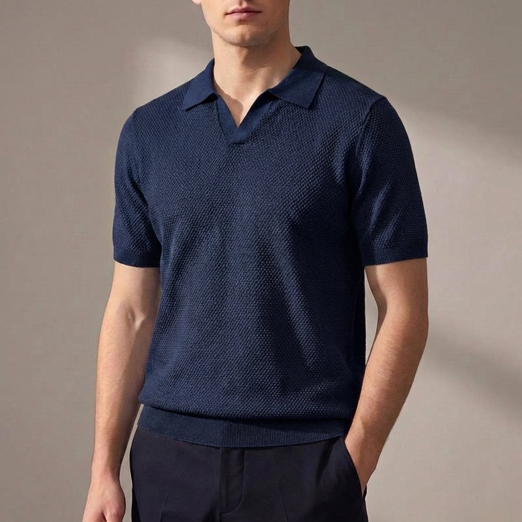 Men’s Polo Shirt – Textured Knit Regular Fit Short Sleeve