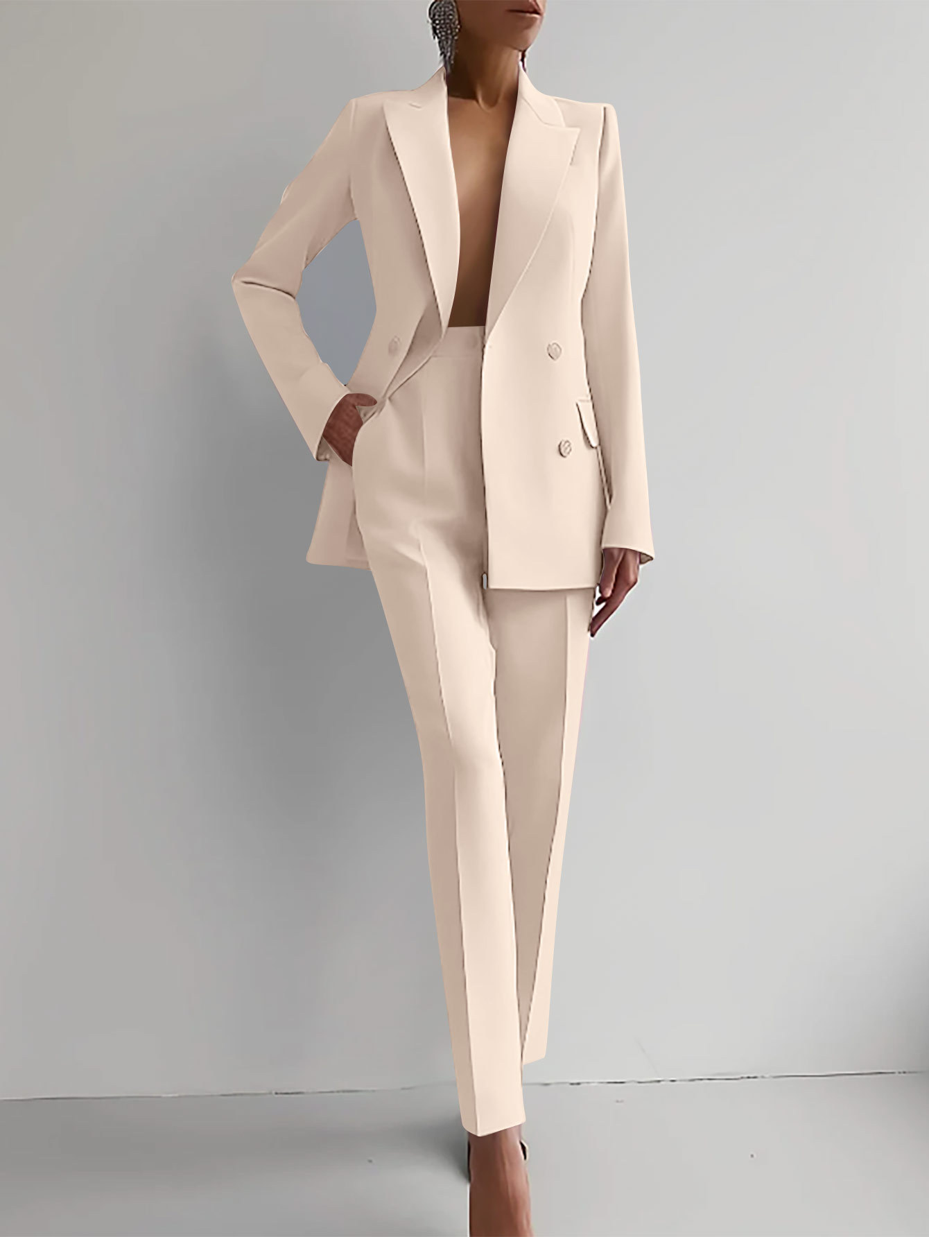 Women’s Double-Breasted Pant Suit – Tailored Blazer & Trousers Set