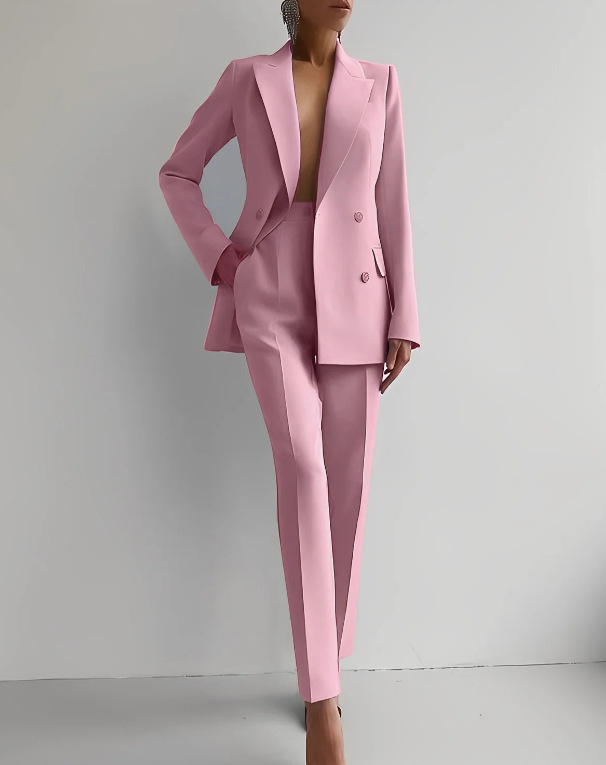 Women’s Double-Breasted Pant Suit – Tailored Blazer & Trousers Set