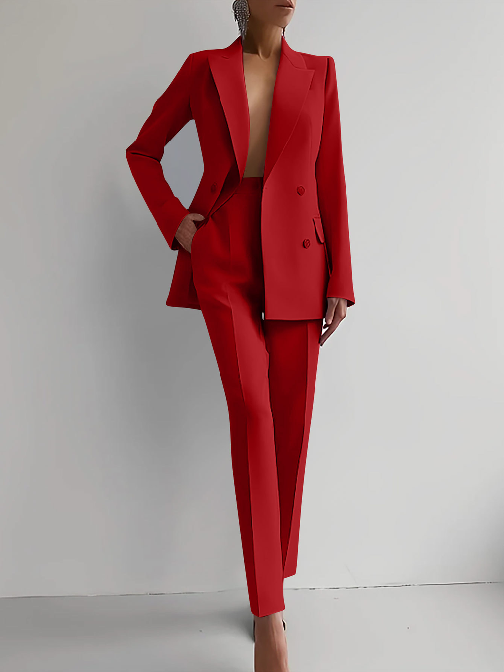 Women’s Double-Breasted Pant Suit – Tailored Blazer & Trousers Set