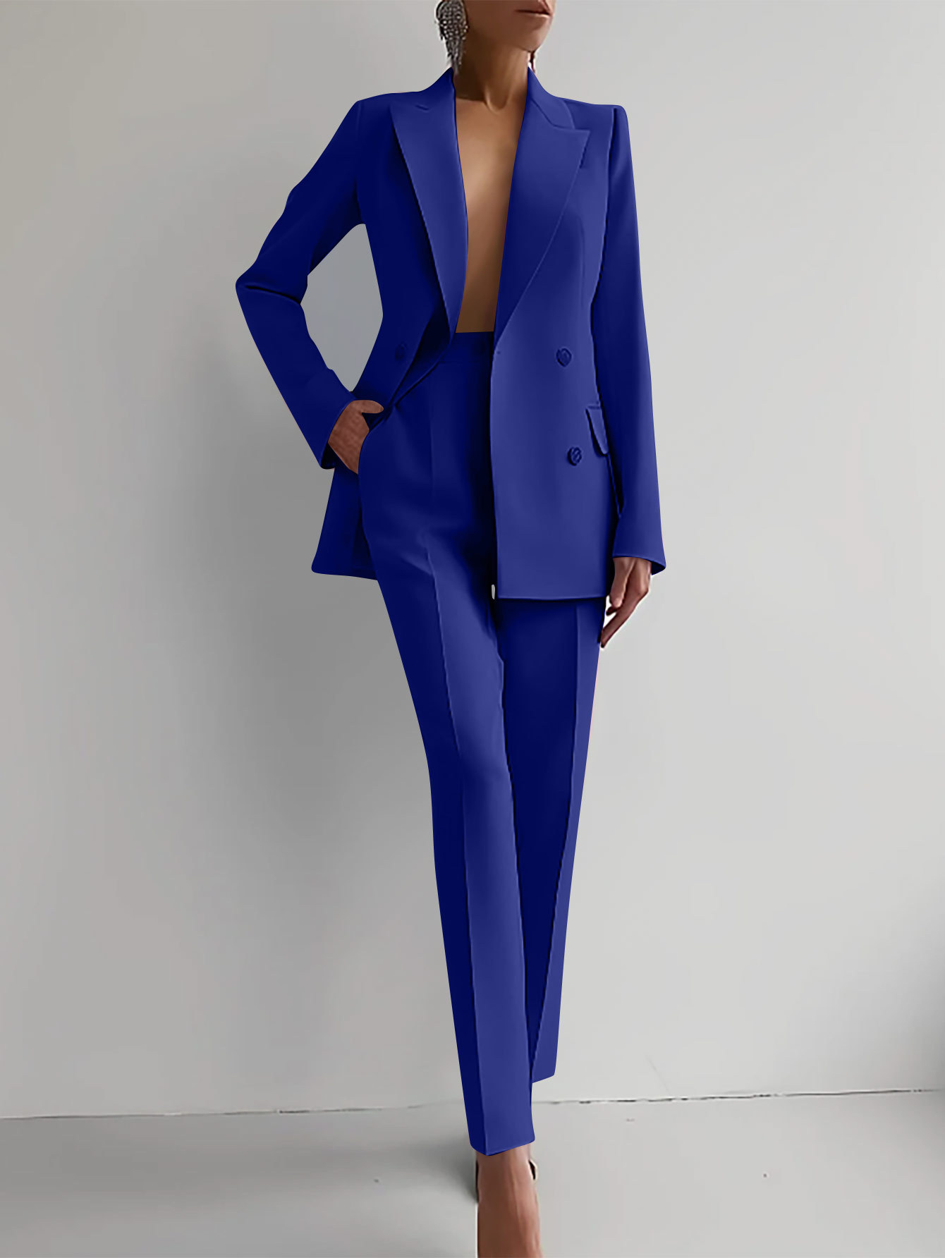 Women’s Double-Breasted Pant Suit – Tailored Blazer & Trousers Set