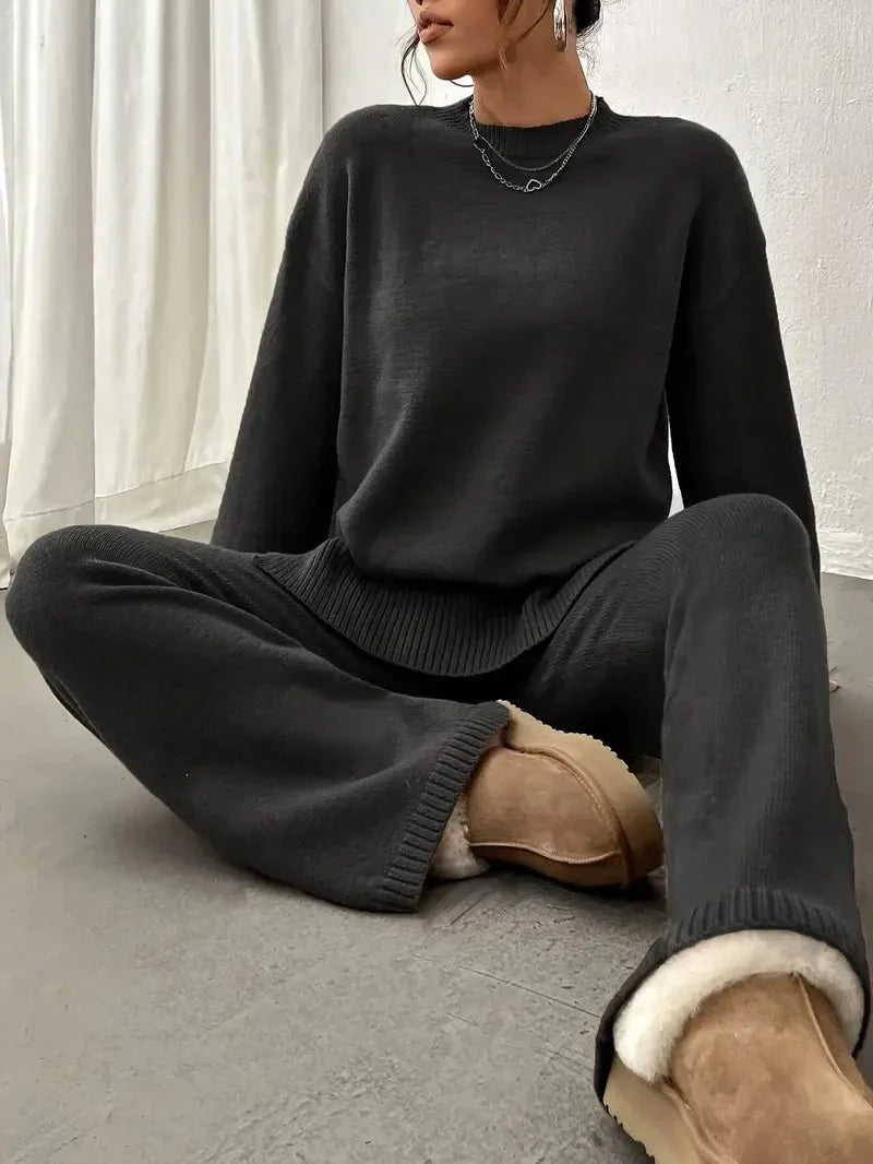 Isla | Women’s Two-Piece Knit Lounge Set - Sweater & Pants