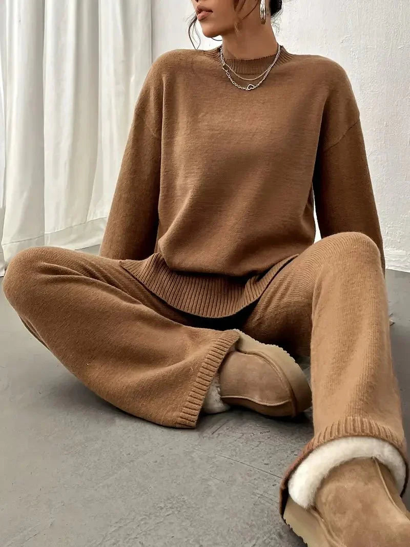 Isla | Women’s Two-Piece Knit Lounge Set - Sweater & Pants