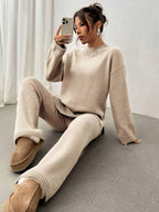 Isla | Women’s Two-Piece Knit Lounge Set - Sweater & Pants