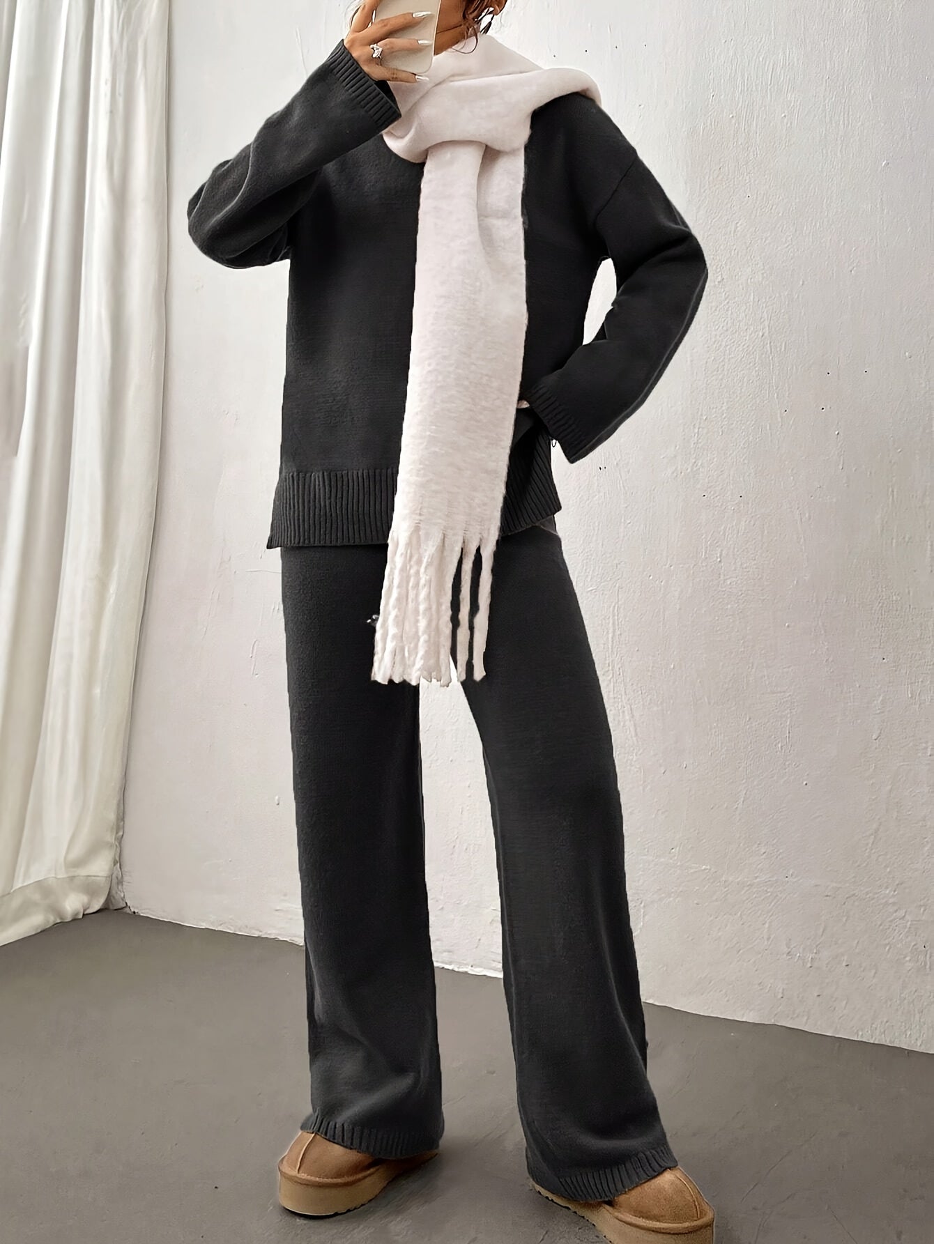 Isla | Women’s Two-Piece Knit Lounge Set - Sweater & Pants