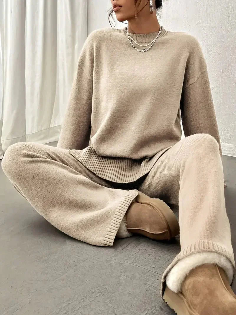 Isla | Women’s Two-Piece Knit Lounge Set - Sweater & Pants