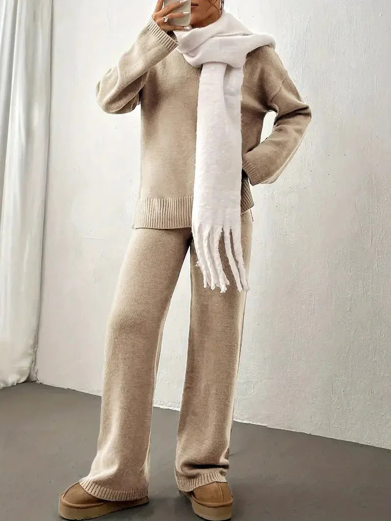 Isla | Women’s Two-Piece Knit Lounge Set - Sweater & Pants