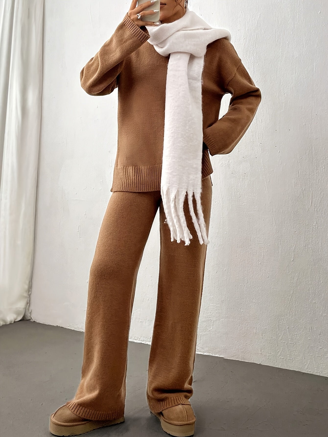 Isla | Women’s Two-Piece Knit Lounge Set - Sweater & Pants