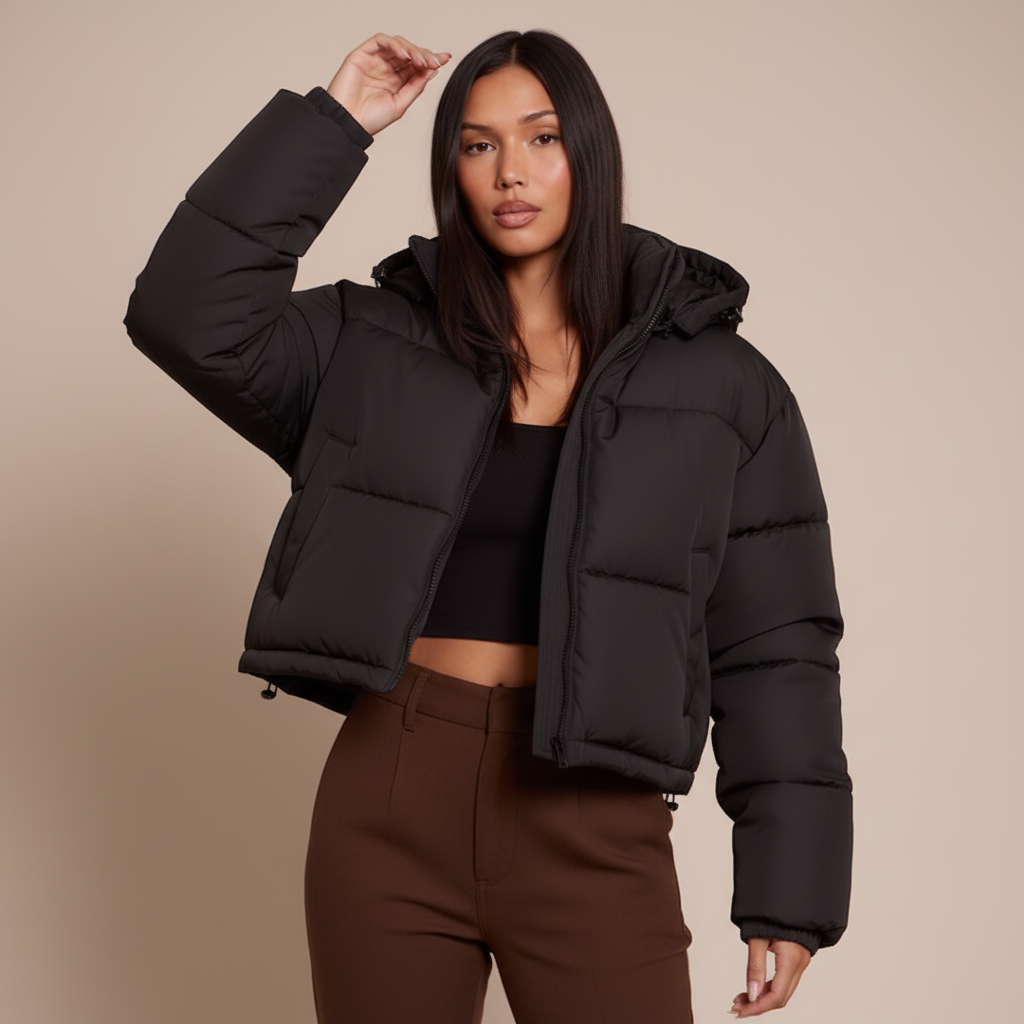 Women’s Quilted Hooded Puffer Jacket – Insulated Winter Coat